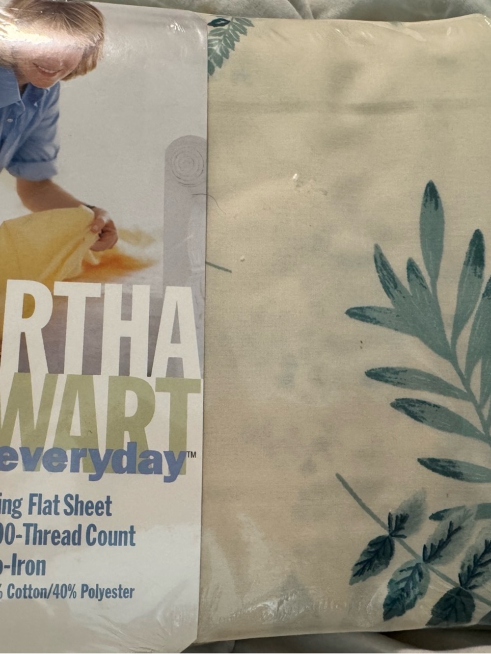 Martha Stewart Everyday King Flat Sheet Green Botanical Fern Print 200TC NIP Y2K